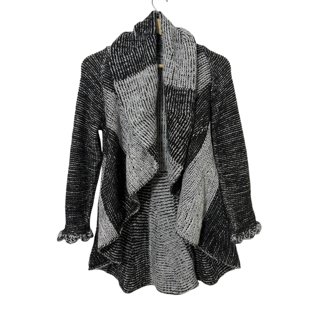 Ecologic Arts Alpaca Black White Knit Open Front Cardigan Flowy Neutral Boho